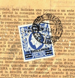 BOIC BA GB 10s HIGH VALUE OVERPRINT Eritrea 1950 Telegram ITALY Scarce Usage
