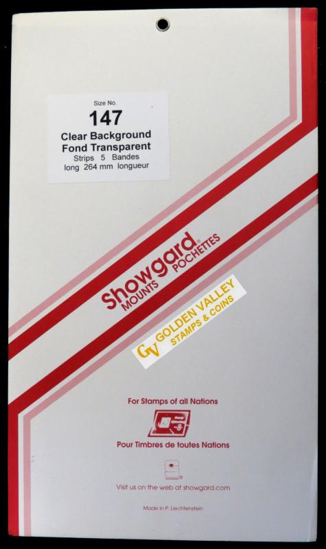 Showgard Stamp Mount 147/264 mm - CLEAR - Pack of 5 (147x265 147 mm)  STRIP