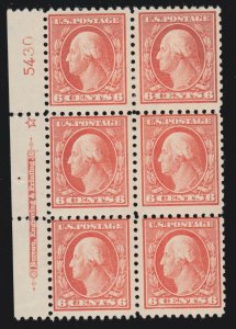 US 429 6c Washington Mint Left Side Plate Block of 6 #5430 VF OG H SCV $425