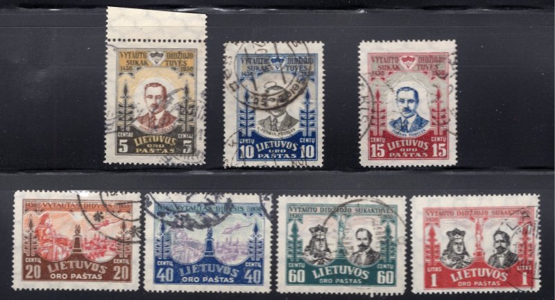 Lithuania 1930 Complete Set of 7 Vytautas Airmail Issue, Scot C40-C46 used