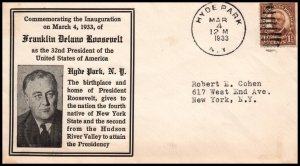 US Franklin D Roosevelt 1st Term Inauguration 1933 Cover