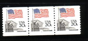 US#1895a  20c   strip of 3 Plate 10  (MNH) CV $3.00