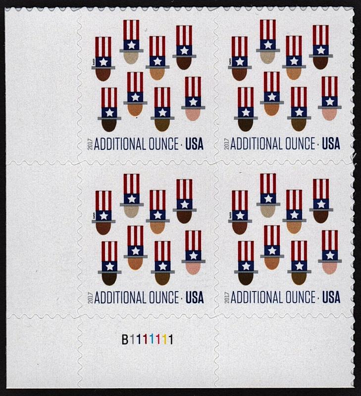 SC#5174 (21¢) Uncle Sam's Hat Plate Block: LL #B1111111 (2017) SA