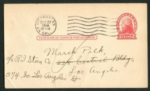 1918 WWI Era Postal Card Los Angeles Public Library Overdue Notice Forwarded R.I