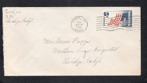 Scott # 1249  single used on cover  Bishop CA  Sept 17, 1966