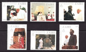 1981 Zaire Sc# 1013-18  1st Anniversary Visit of Pope John Paul II - MNH Cv$15