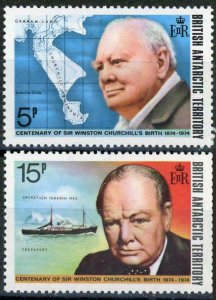 BRITISH ANTARCTIC TERRITORY SC#62-63 Winston Churchill Centenary (1974)  MNH