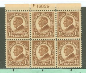 United States #553 Unused Plate Block