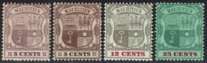 MAURITIUS 1900 ARMS RANGE TO 25C WMK CROWN CA