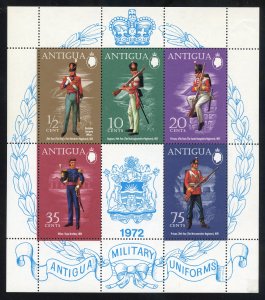 Antigua 278a  MNH Military Uniforms Souvenir Sheet  from 1972