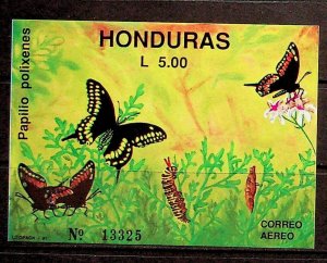 HONDURAS Sc C812 NH SOUVENIR SHEET OF 1991 - BUTTERFLIES