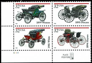 United States #3019-22 Plate Block MNH - Antique Automobiles (1995)