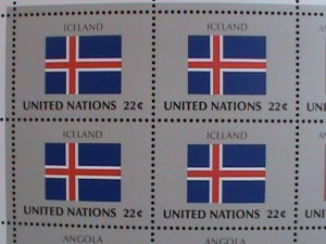 ​UNITED NATION-1986 SC#485-488 U. N. FLAGS SERIES MNH FULL SHEET- VERY FINE