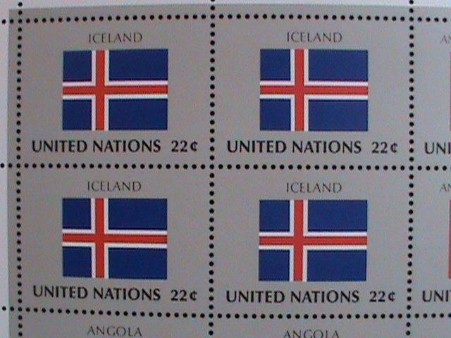 ​UNITED NATION-1986 SC#485-488 U. N. FLAGS SERIES MNH FULL SHEET- VERY FINE