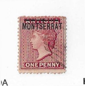 Montserrat Sc #1  1p red used FVF
