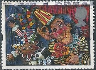 Great Britain 1604 (used) 1st class rate, Circus Clowns by Fitmin & Mitchell