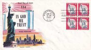 1961, 11c Liberty, Fluegel Cover, FDC (E12938)