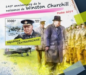 Central Africa - 2019 Winston Churchill - Souvenir Sheet - CA190210b