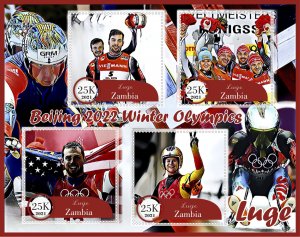 Stamps.Sports. Olympic Beijing 2022 year 1+1 sheets perf Zambia