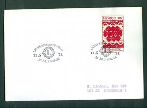 Norway. 1974  Cover 100Ore. Spc. Cancel: Lions Club Nat. Convention Oslo. Adr.