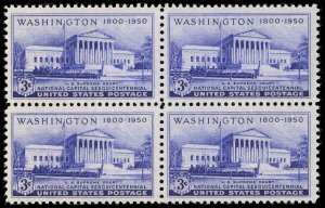 US Sc 991 VF/MNH BLOCK - 1950 3¢ Washington Sesq. - FRESH!