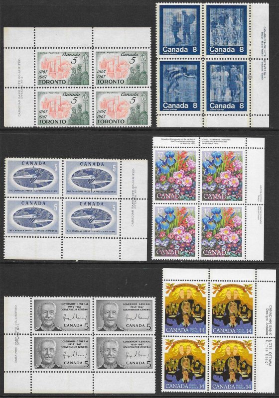 CANADA (230) Blocks and Imprint Blocks of 4 ALL Mint Never Hinged FV=C$73++