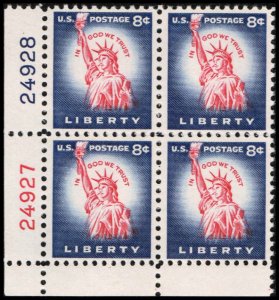 US #1041B LIBERTY MNH LL PLATE BLOCK #24928-24927