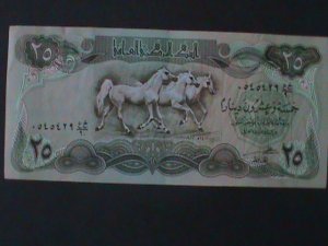 ​IRAQ-CENTRAL BANK OF IRAQ-25 DINARS-UN CIRCULATED-SMALL HORSES BANK NOTE-#5