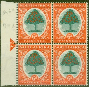 South Africa 1938 6d Green & Vermilion SG61c Die II Good MNH Block of 4