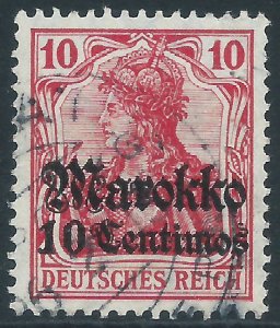Germany - Offices in Morocco, Sc #47, 10c on 10pf, Used