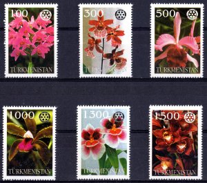 Turkmenistan 1997 ORCHIDS (FLOWERS) -ROTARY INTERNATIONAL ANNIVERSARY Set MNH