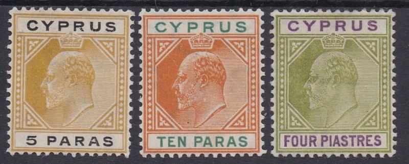 CYPRUS 1904 KEVII 5PA 10PA AND 4PI WMK MULTI CROWN CA