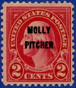 U.S. Scott #646 HR OG unused single 2c (1928) George Washington - Molly Pitcher