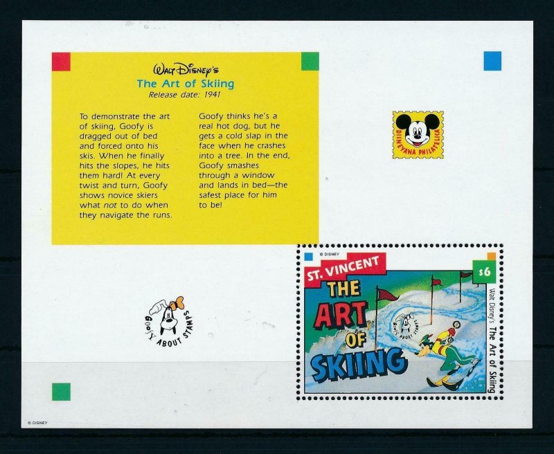 [23289] St. Vincent 1992 Disney Movie The art of skiing MNH