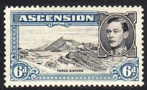 1944 Ascension KGVI Three Sisters 6p issue MMH Sc# 45a $7.50 perf 13