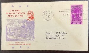 854 Jeweled Envelope/Bronesky cachet Washington Inaugural FDC 1939