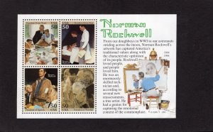2840 Norman Rockwell, MNH sheet/4 small defect LR corner
