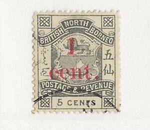 North Borneo Sc #57 1c on 5 cents used VF