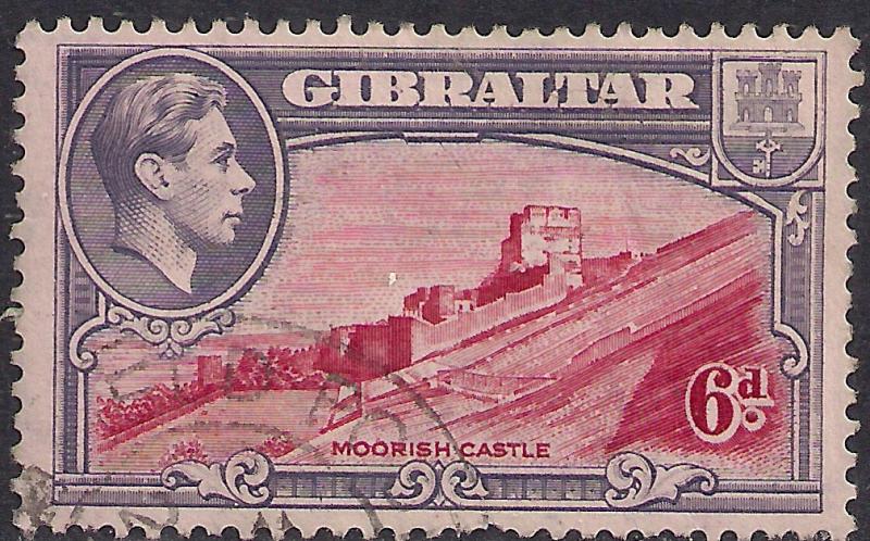 Gibraltar 1938 - 51 KGV1 6d Moorish Castle SG 126b ( G1303 )