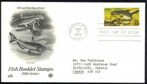 USA Sc# 2209 (ArtCraft) FDC (a) (Seattle, WA) 1986 3.21 Catfish