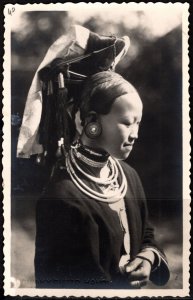 Vintage Original Real Photo Postcard Photographer Huong Ky, Showing Young Woman