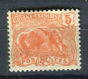 FRENCH COLONIES; GUYANE 1904 early Ant Eater issue Mint hinged 1c. value