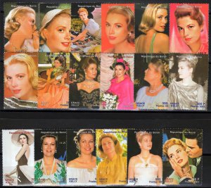 Benin 2002 TRIBUTE TO GRACE KELLY Set (18) Perforated MNH
