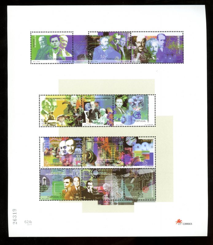 2000 Portugal Scott #s 2343-45 MNH, 3 Sheets of 7,  11, and 12 - 20th Century