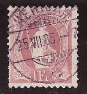 Switzerland Scott 87 Used 1892 1Fr stamp