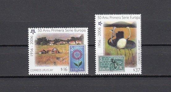 Uruguay, Scott cat. 2121-2122. Europa Stamps Anniversary issue. Bee shown.