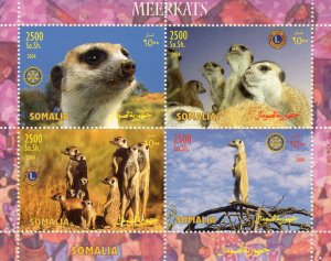 Somalia 2004 MEERKATS/LIONS & ROTARY INTERNATIONAL Shlt (4) Perforated MNH