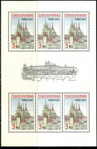 CZECHOSLOVAKIA Sc#2579-2580 1985 Prague Castle Art M/S of 6 OG Mint NH