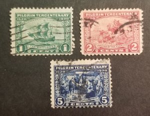 1920 US Stamp Set Scott 548 549 550 Pilgrim Tercentenary 1c-5c Used z2083