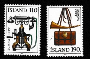 Iceland # 515-516, Telephone, Post Horn, Mail Pouch, Mint NH, 1/2 Cat.